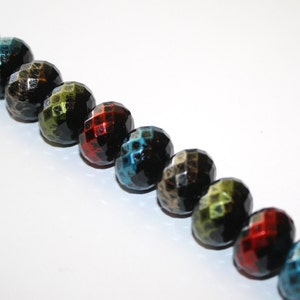 Black Multi Color Rondelle Beads  Acrylic - 13x17mm - 15ct -#427