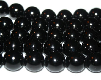 Black Glass Pearls - 12mm - 34 beads - #505