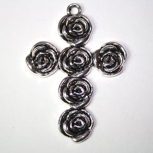 Cross Pendant With Roses Large Cross - 54x39mm -3ct - #256