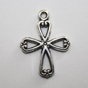 Cross Charm Double sided Antique Silver Tone - 23x16mm - 30ct - #262