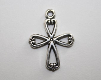 Cross Charm Double sided Antique Silver Tone - 23x16mm - 30ct - #262