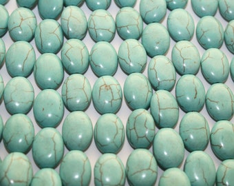 Turquoise Color Flat Oval Howlite Bead - 12x16mm - 24ct - D105