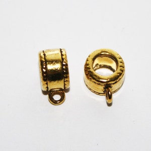 Bail Tube Beads, Gold Bail Beads, Connector Tube, Gold Connector, Tube Bead, Tube Cylinder Connector - 9x6mm - 10pcs - #591