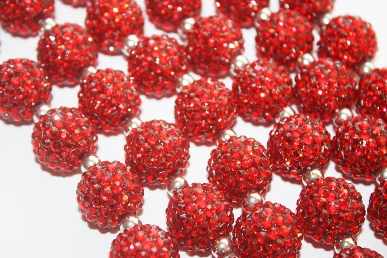 Red, Rhinestone, Resin. Round, Sparking, Chunky, Beads, Christmas Beads ...