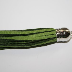 Leather Tassels Olive Green color Suede Leather Tassels charms pendant - 10ct - 57mm - #323