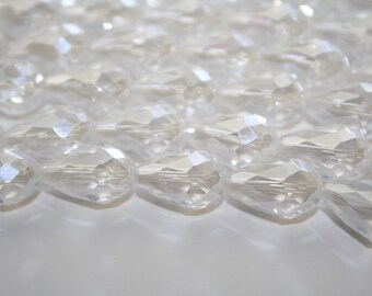 Clear Glass Teardrop, Teardrop Beads - 9x14mm - 24ct - 475
