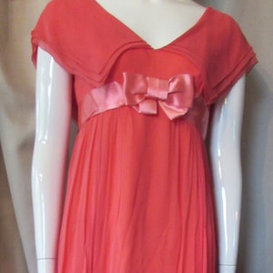 Evening Gown Coral Color Flowing Chiffon Empire Waist Cape Collar Summer After 5 Spring Special Event V Neckline