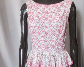 Summer Dress Flounced Skirt Pink Rose Eyelets Sleeveless Dress Warm Weather Dress Henley Junior New You