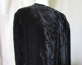 SALE! Vintage Coat Black Velvet Opera Coat White Lining Ruched Yoke Blouson Back Early Mid Century Vintage Fashions
