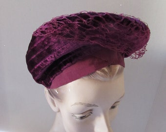 Vintage Velvet Hat Lot – 10 Mid-Century Styles Vintage Mid Century Ruched Velvet Hat in Black and Taupe Two  main image 2