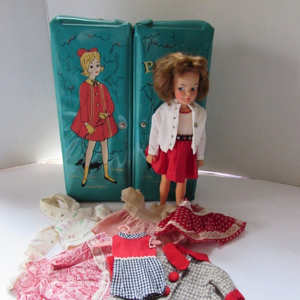 Poupées vintage Pepper Doll, marque idéale, tenues marquées, étui de transport Tammy et sa famille