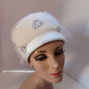 Vintage Winter Hat Winter White Wool Silver Sequins Glenover Hat Henry Pollak Design Mr. Richard Hat Bubble Hat 1960 Style Vintage Fashion image 1