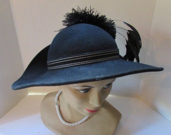 Buy Vintage 1970s Ms. Jo Ann Black Wool Bowler Hat With Epic  display picture 2