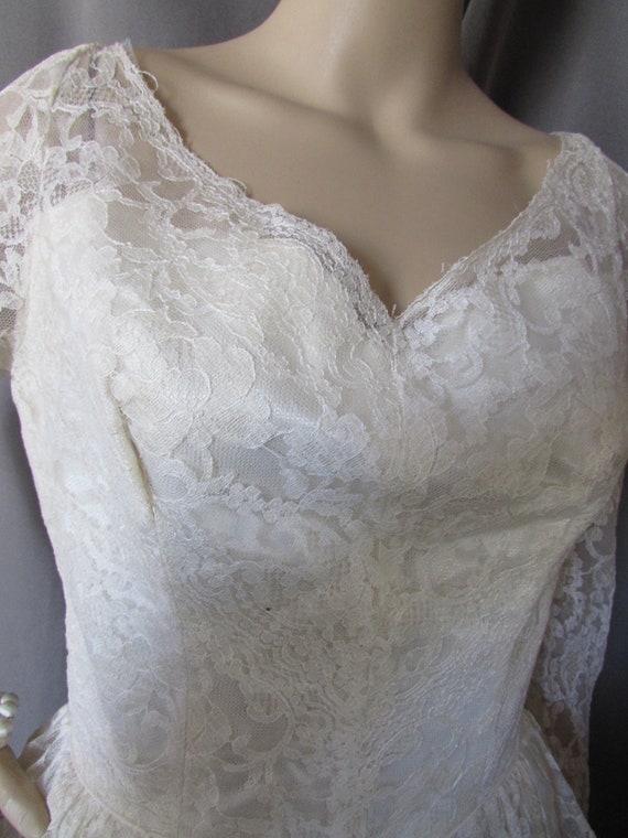 Vintage Wedding Gown 1950 Era Bridal Dress White … - image 4