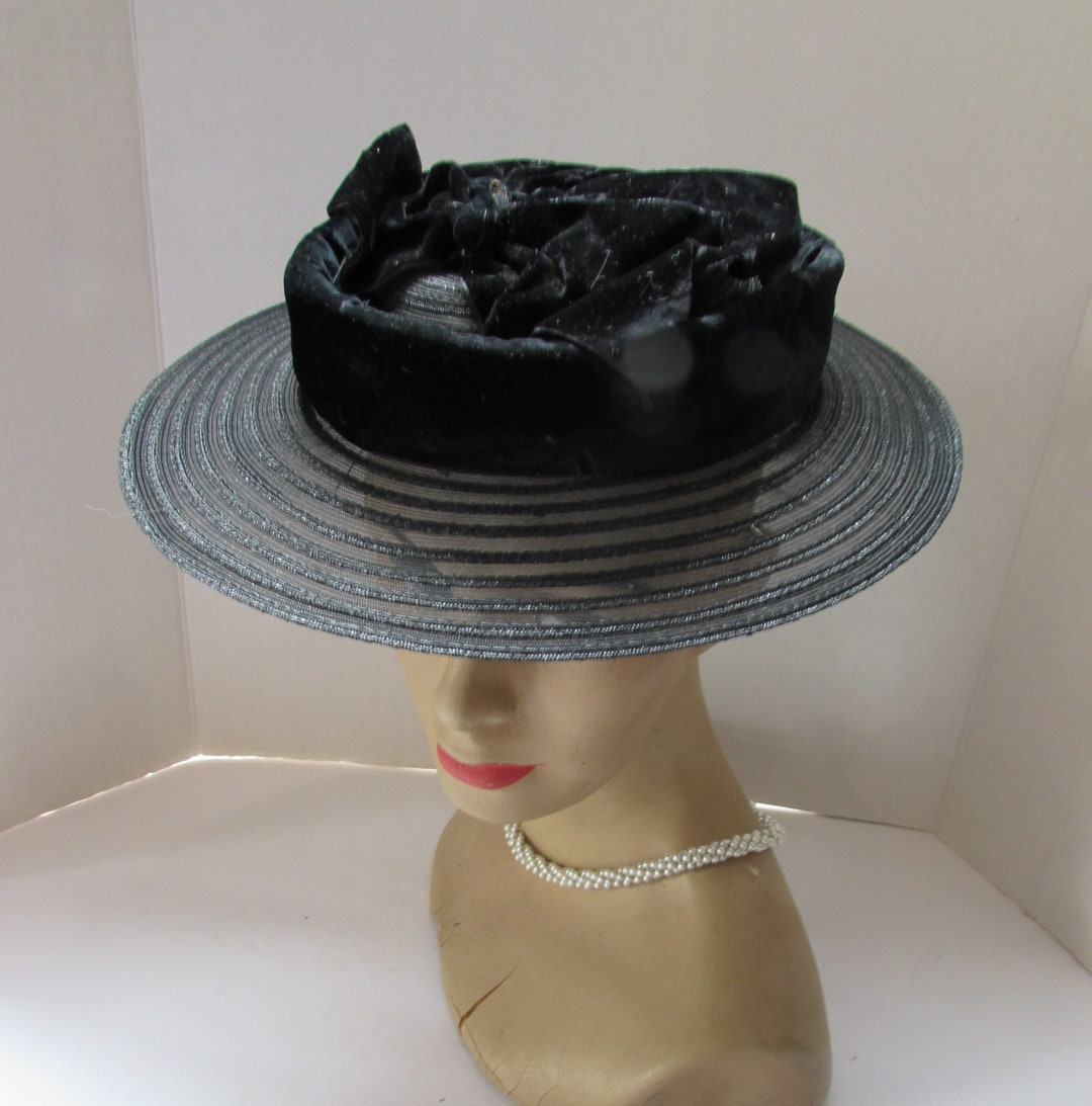 Top Hat Black Crushed Velvet Wide Brim main image 1