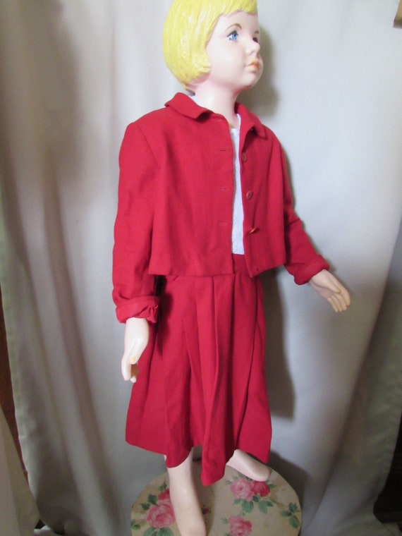 Little Girl Matching Jacket Jumper Cherry Red Woo… - image 1