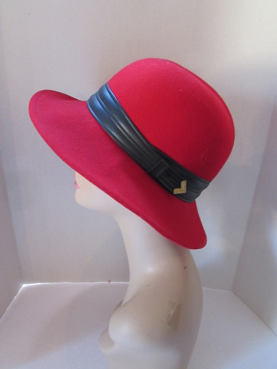 Vintage Red/Black Doeskin Felt 100% Wool Hat Geo Bollman Co. USA Made Vintage Red/Black Doeskin Felt 100% Wool Hat Geo Bollman Co  main image 3