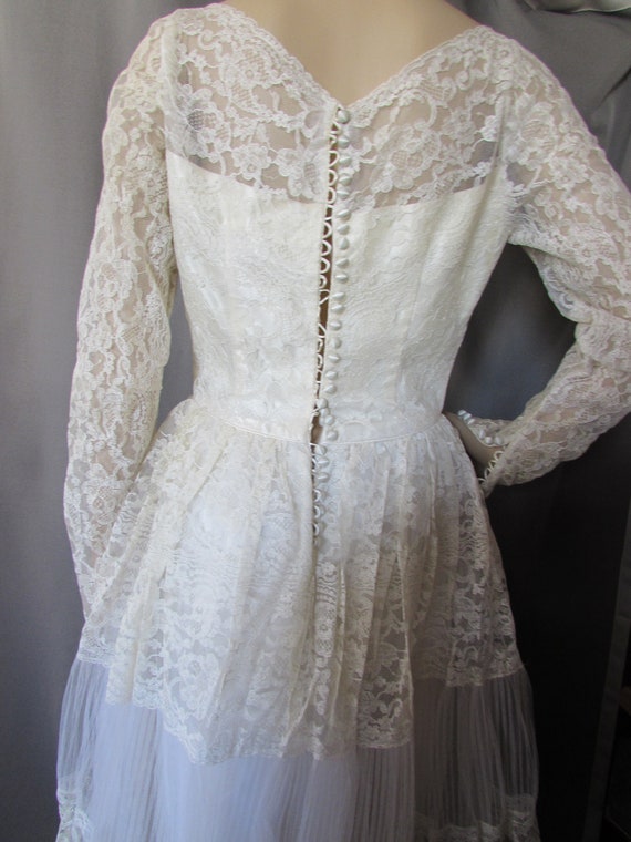 Vintage Wedding Gown 1950 Era Bridal Dress White … - image 9