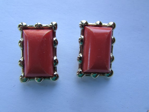 SALE Vintage Earrings Coro Brand Coral Tone Gold … - image 2