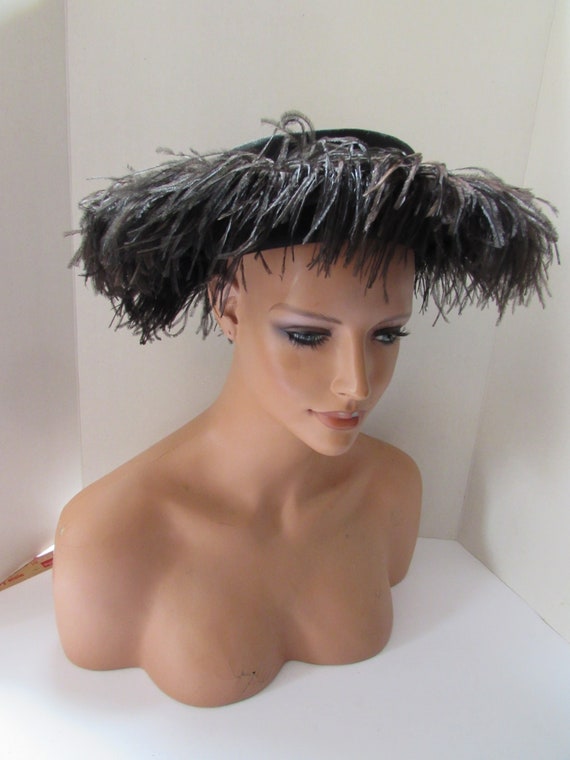 Vintage Hat Special Event Hat Black Felt Black Os… - image 2