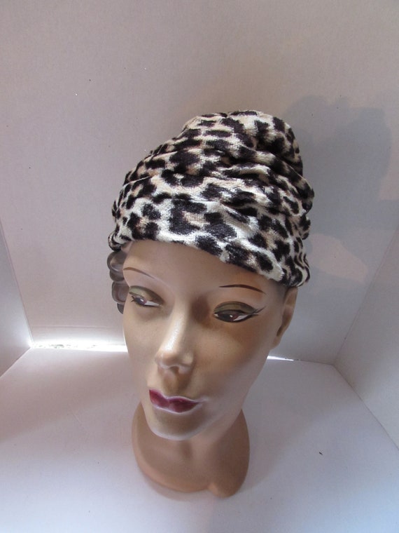 Vintage Hat Faux Animal Print Lush Plush Jonquil … - image 8
