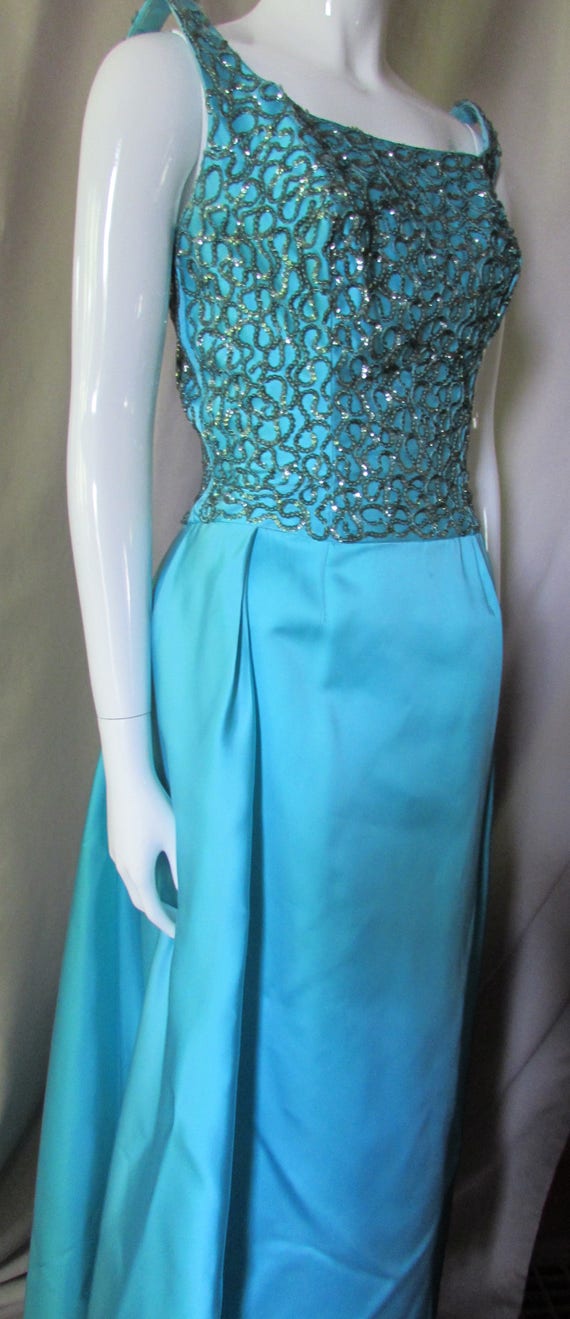 Mike Benet Formal Vintage Evening Gown Turquoise … - image 5