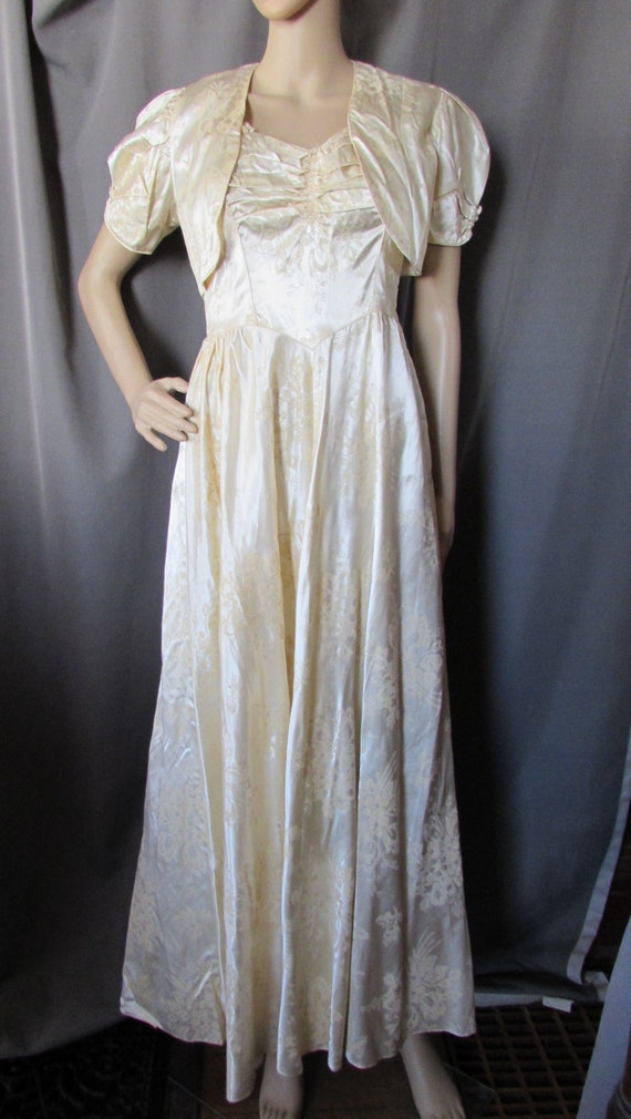 Vintage Wedding Bridal Gown 1940 Era Candlelight … - image 1