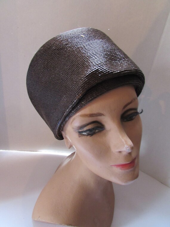 SALE Vintage Hat Helmet Style Chocolate Brown Jul… - image 2
