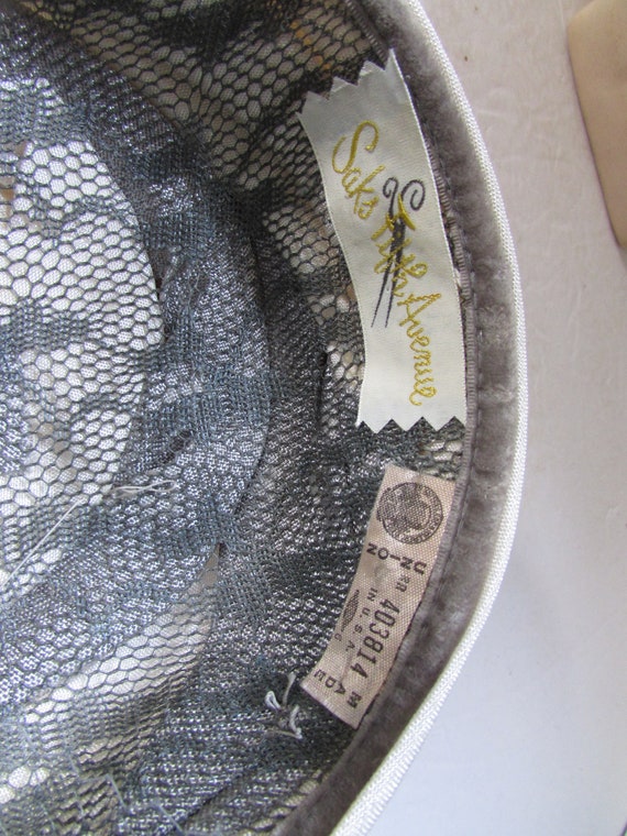 Vintage Hat Swirled Fabric Bands Dove Gray Neutral Cream  display picture 2
