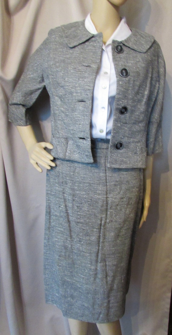 ladies black and white suit