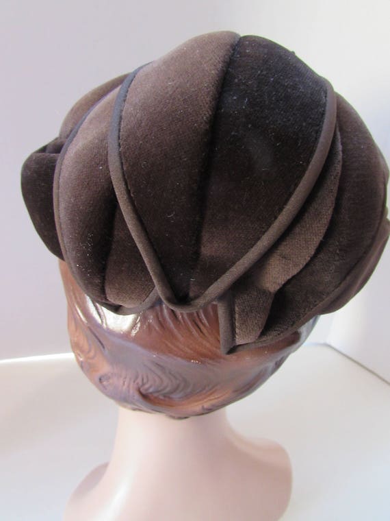 Vintage Velvet Hat Chocolate Brown Velvet Connor … - image 5