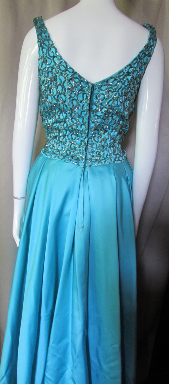 Mike Benet Formal Vintage Evening Gown Turquoise … - image 7