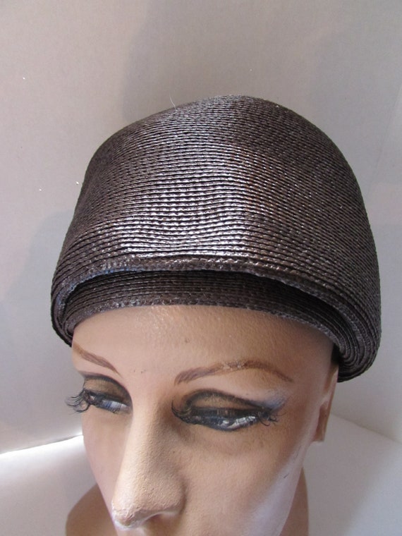 SALE Vintage Hat Helmet Style Chocolate Brown Jul… - image 8