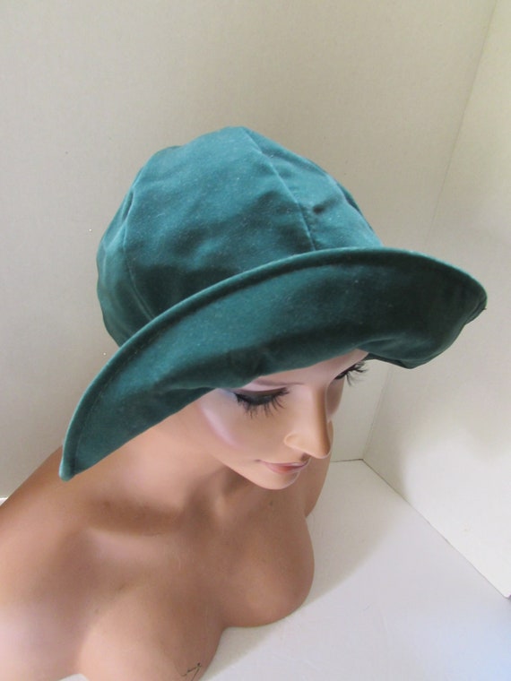 Vintage Hat Slouch Hat Forest Green Gored Velvet W