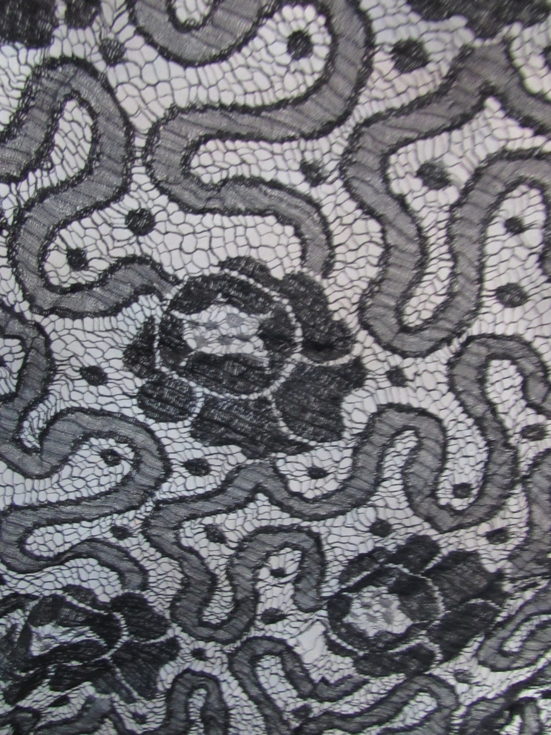 SALE Vintage Lace Salvaged Lace Black Floral Design Battenburg Style ...