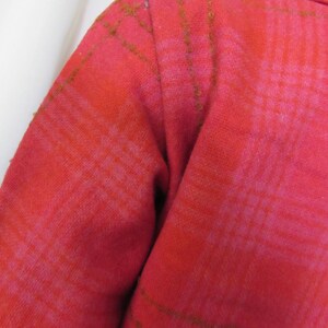 1960 Era Bobbie Brooks 2 Piece Suit Wool Blend Raspberry Plaid Boxy Jacket Fringed Neck Bow Dolman Sleeves Box Pleat Skirt Vintage Fashions image 9