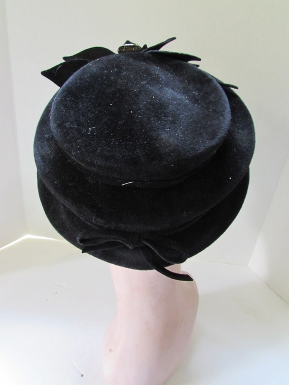 Vintage Hat Black Velour Riviera Brand Made Italy… - image 5