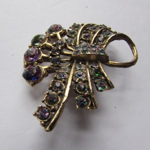 Broche Vintage En Nacre Et Strass Aurora Borealis - 3,4 Cm - 7,9g - Occasion
