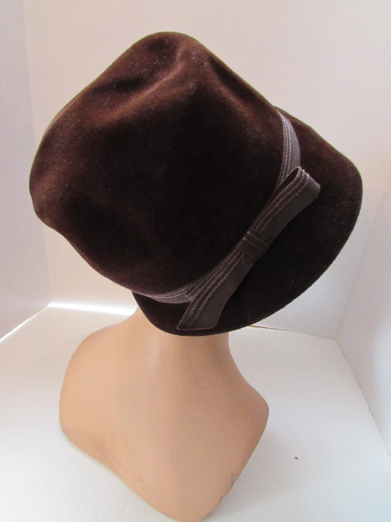 Bucket Hat 1960 Era Mid Century Hat Chocolate Bro… - image 4