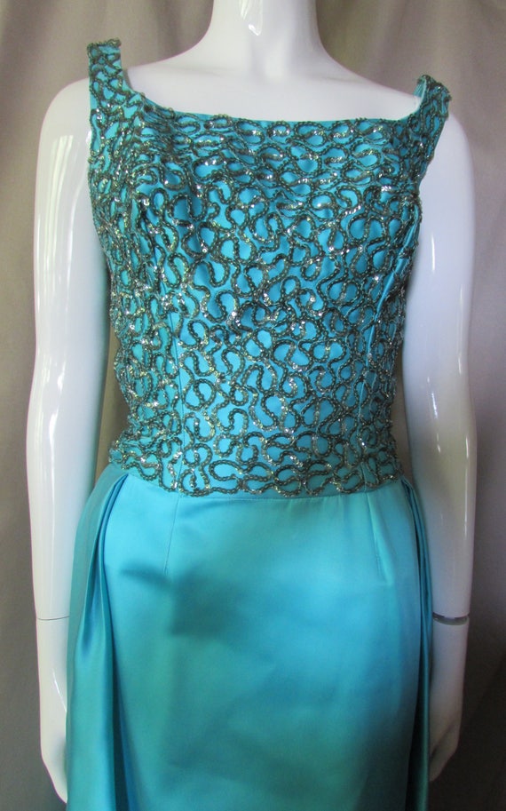 Mike Benet Formal Vintage Evening Gown Turquoise … - image 3