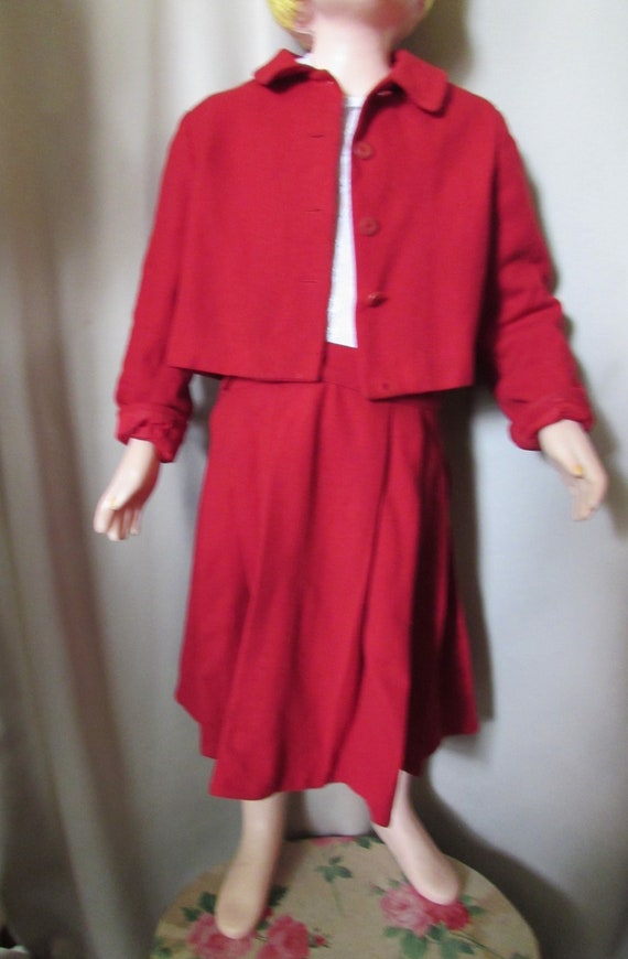 Little Girl Matching Jacket Jumper Cherry Red Woo… - image 2