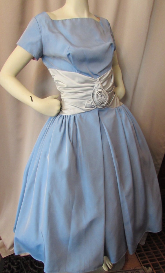 Prom Dress Cocktail Dress 1950 Era Baby Blue Taff… - image 5