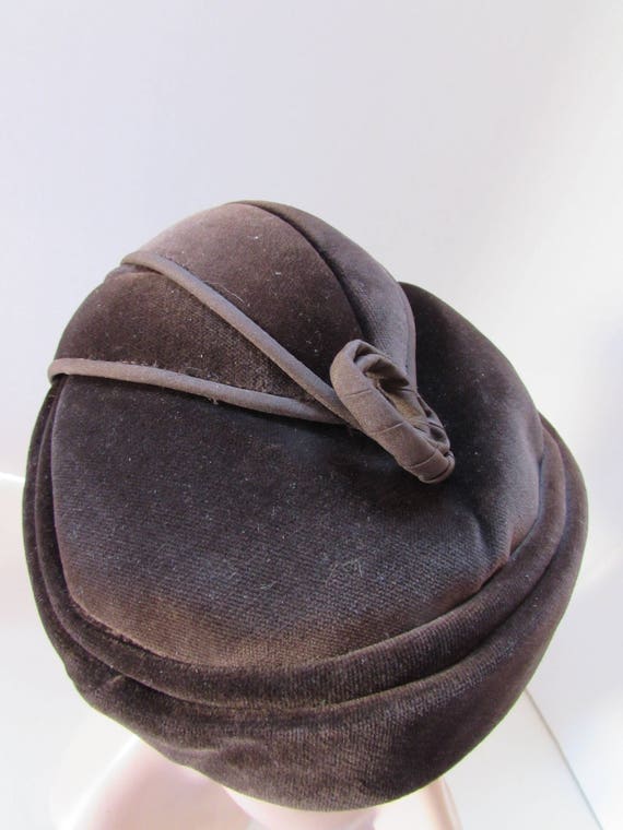 Vintage Velvet Hat Chocolate Brown Velvet Connor … - image 3