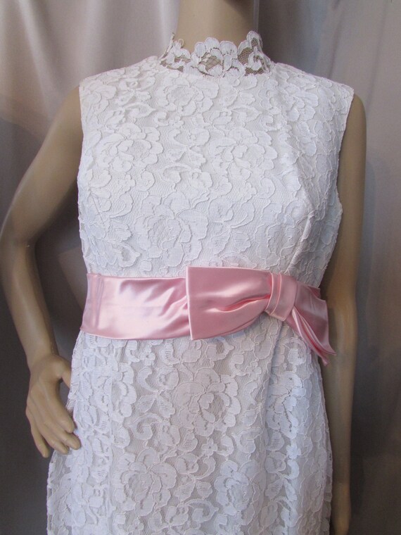 White Lace Midi Prom Dress (Belt Not Included)