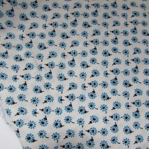 Cotton Fabric Calico Pattern White Background Little Blue Flowers 3 yards Plus Craft Projects Dress Making Quilt Projects