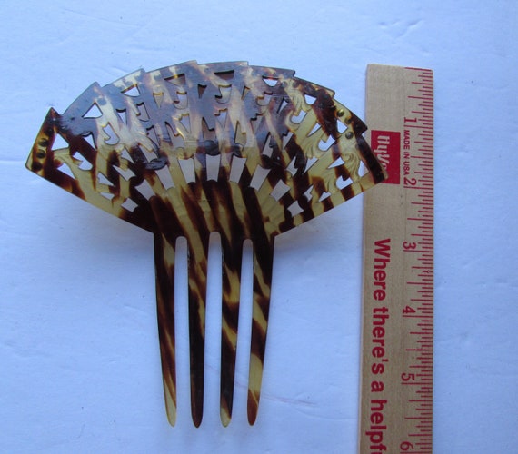 Vintage Hair Comb Faux Tortoise Shell Plastic Bro… - image 6