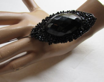 Hat PIn Black Faceted Seed Beads Oval Shape Victorian Era Edwardian Style Short Pin Vintage Accessories Hat Decoration
