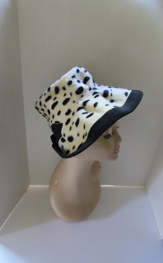 Vintage 60\'s Velveteen Felt Leopard Print Bucket Wide Brim Hat by Mr. John Jr. 60s Mr John Hat - Etsy main image 4