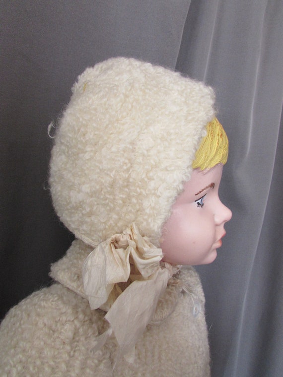 Child or Large Doll Winter Coat Mittens Bonnet Cr… - image 6