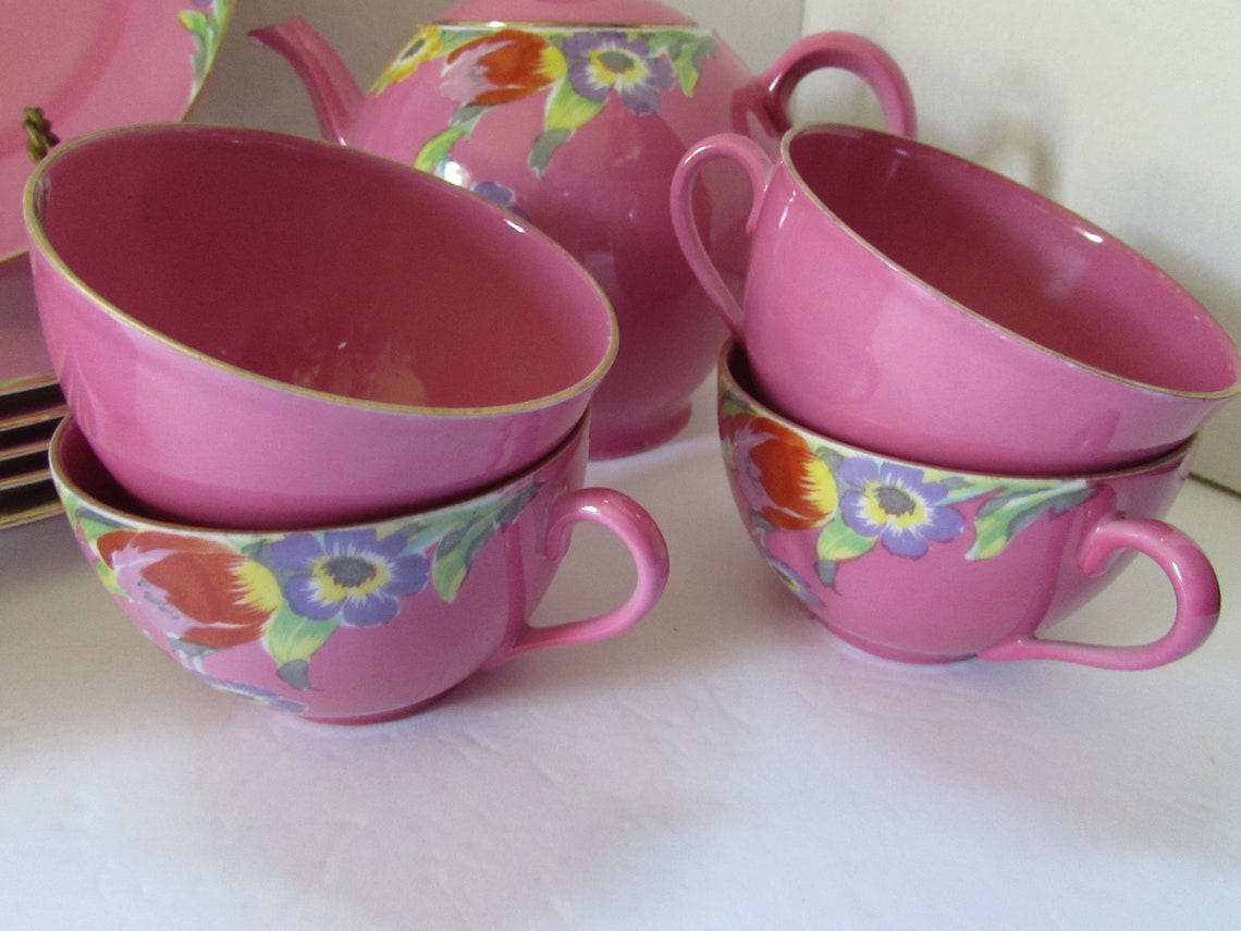 Deco Era Tea Set Victoria China Czechoslovakia Made 1930 Era Etsy